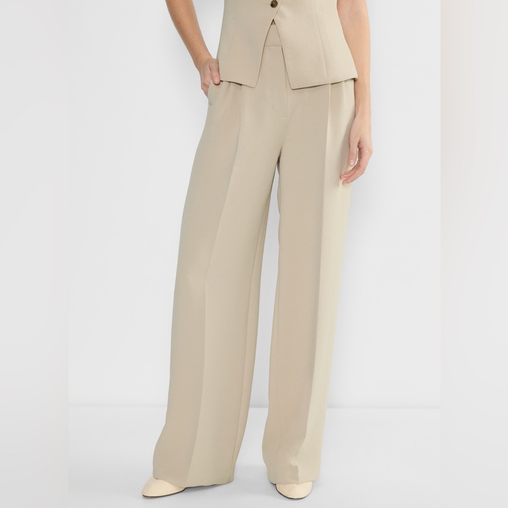 ARITZIA WILFRED Effortless Pant Size 6 Heather Oat Wide Leg High Rise NWOT - Picture 2 of 4